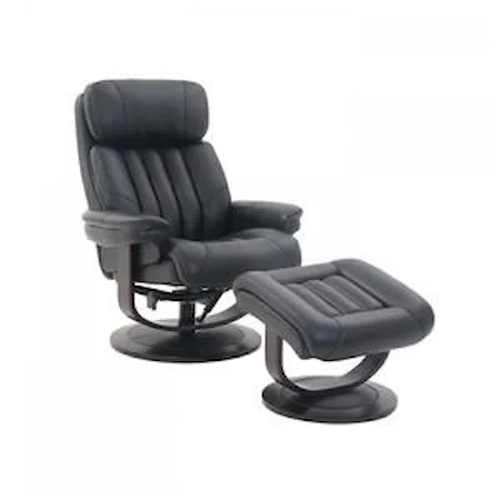 Oakleigh Pedestal Recliner With Ottoman - Hilton Black